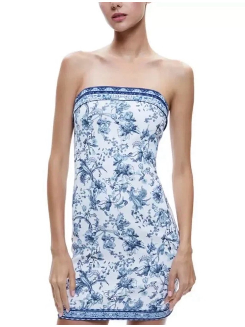 Alice+Olivia Blue Kelly Square Bust Mini Dress Size 2 - Picture 3 of 10